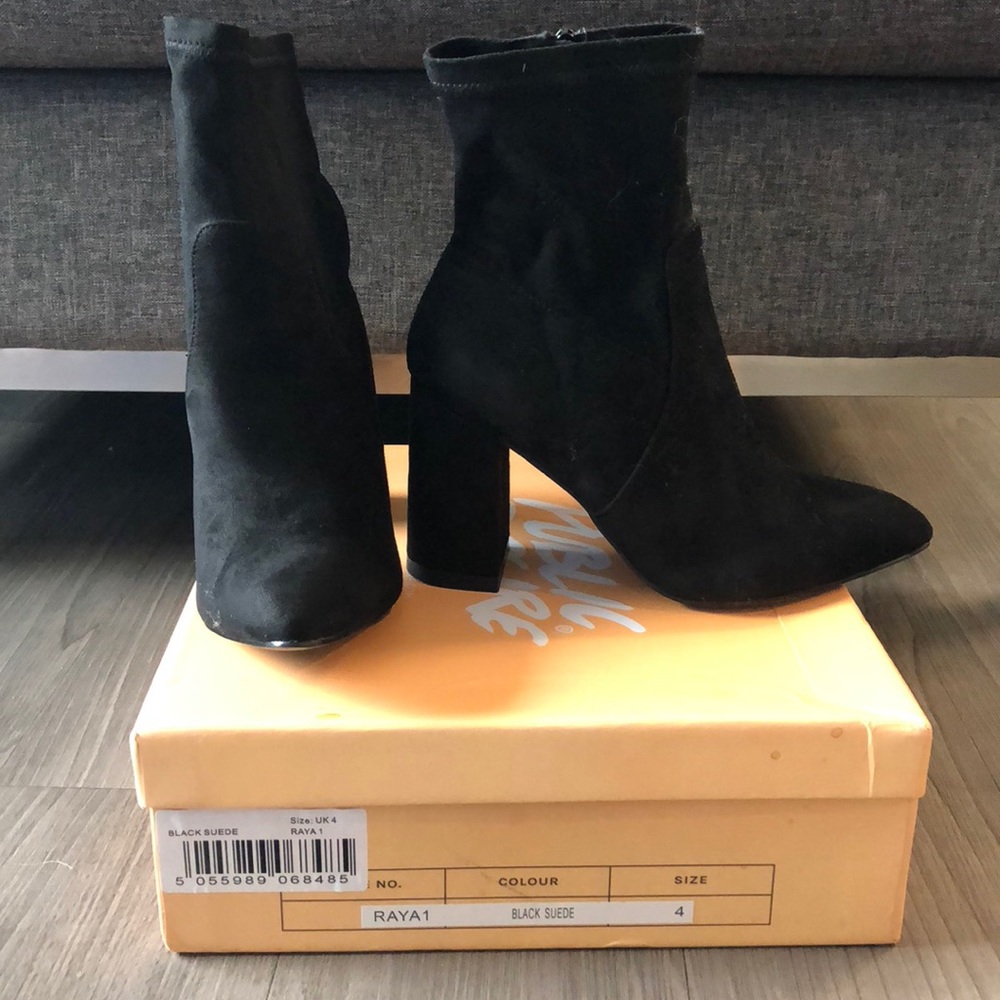 Public Desire black suede booties